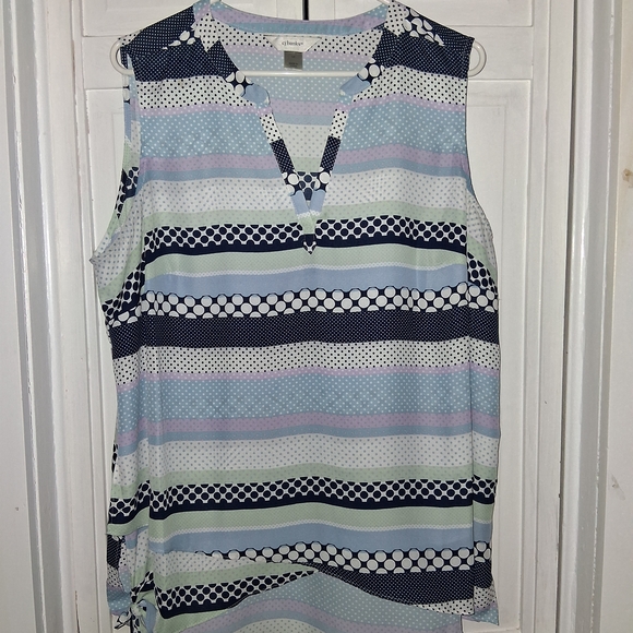 CJ Banks Tops - CJ Banks Sleeveless Striped Blouse - Navy, White, Light Blue, Pink
